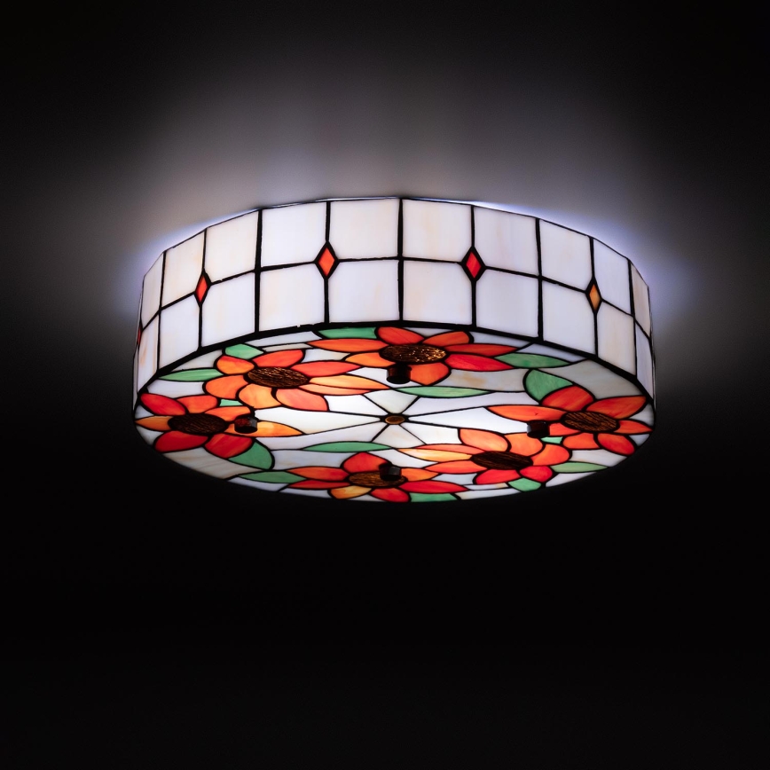 Brilagi - Tiffany stained-glass ceiling light SUNFLOWER 3xE27/60W/230V Ø 40 cm