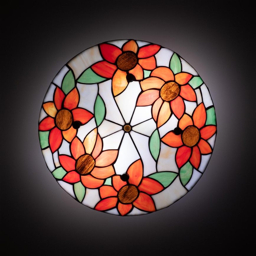 Brilagi - Tiffany stained-glass ceiling light SUNFLOWER 3xE27/60W/230V Ø 40 cm