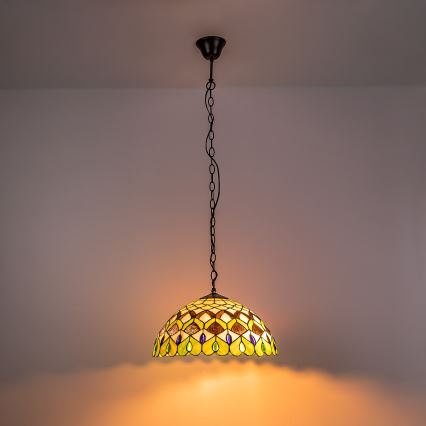 Brilagi - Tiffany stained-glass chain-hung chandelier MARGARET 2xE27/60W/230V