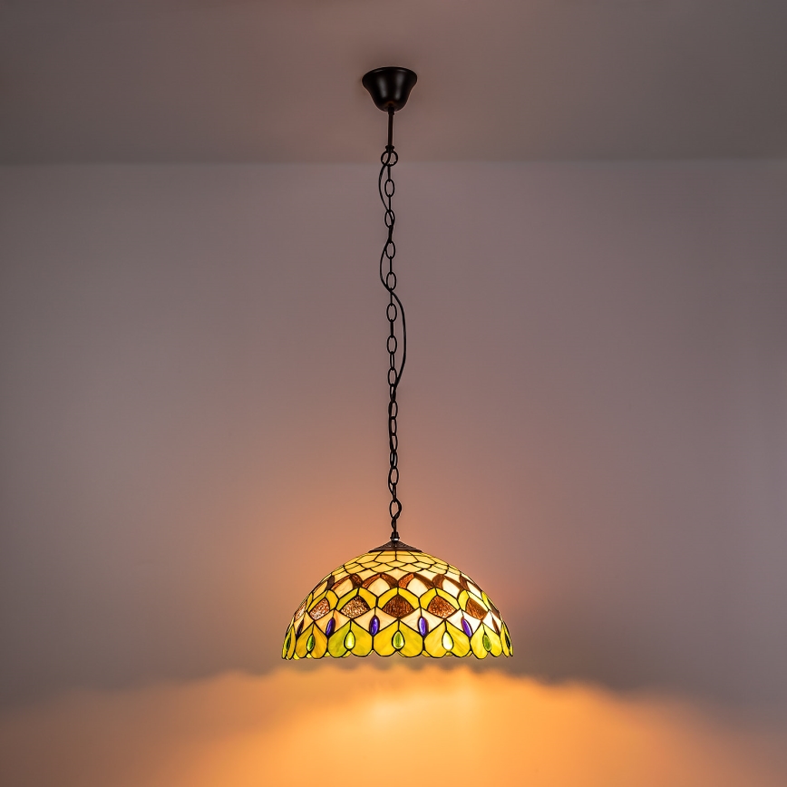Brilagi - Tiffany stained-glass chain-hung chandelier MARGARET 2xE27/60W/230V