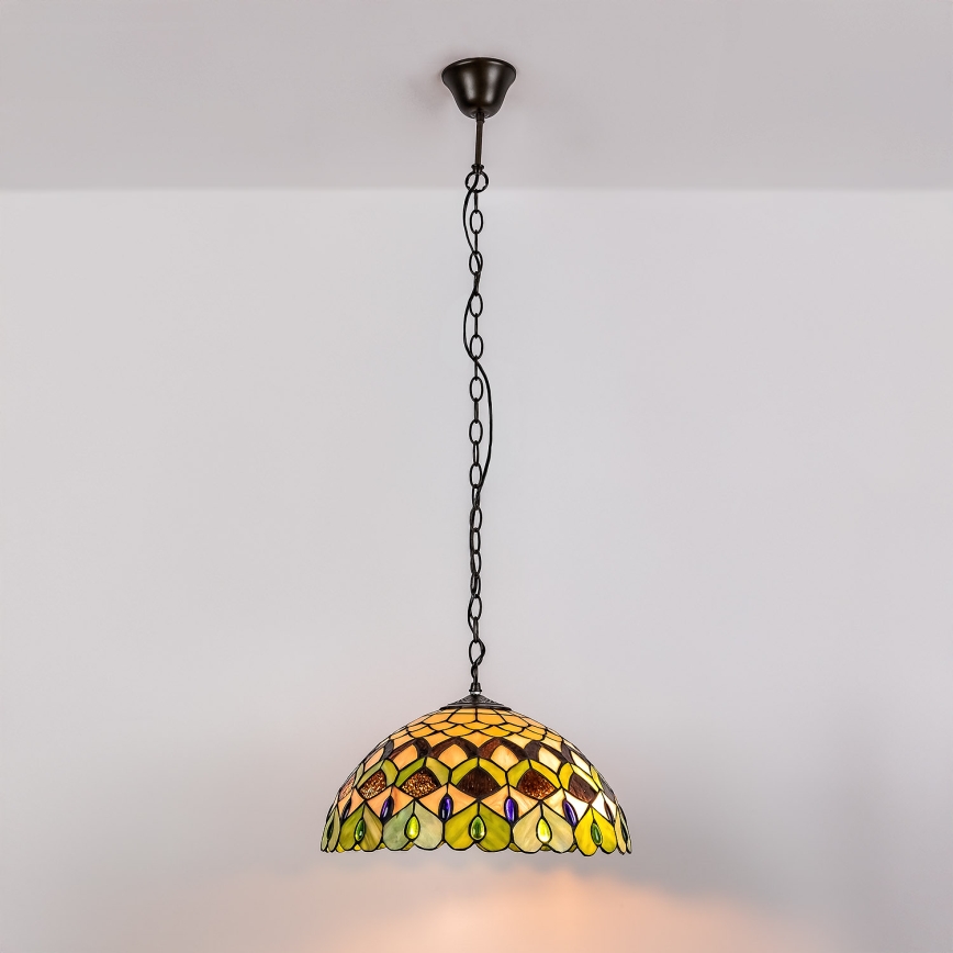 Brilagi - Tiffany stained-glass chain-hung chandelier MARGARET 2xE27/60W/230V