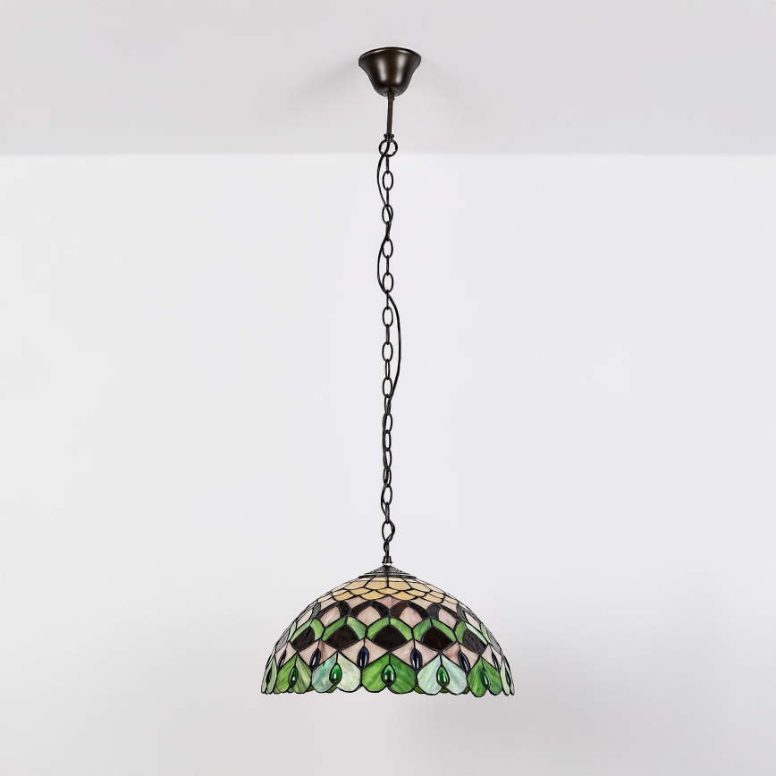 Brilagi - Tiffany stained-glass chain-hung chandelier MARGARET 2xE27/60W/230V