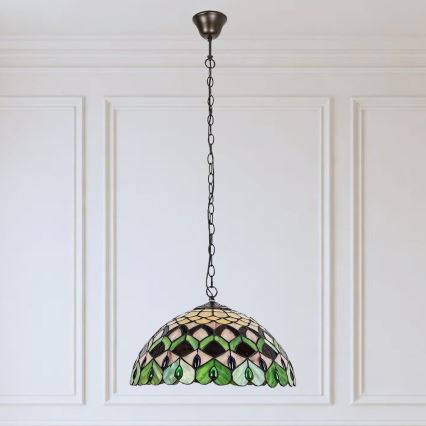 Brilagi - Tiffany stained-glass chain-hung chandelier MARGARET 2xE27/60W/230V