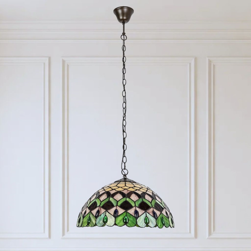 Brilagi - Tiffany stained-glass chain-hung chandelier MARGARET 2xE27/60W/230V
