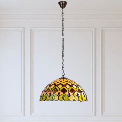 Brilagi - Tiffany stained-glass chain-hung chandelier MARGARET 2xE27/60W/230V