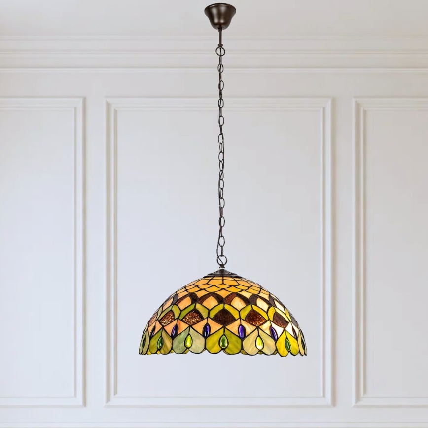 Brilagi - Tiffany stained-glass chain-hung chandelier MARGARET 2xE27/60W/230V