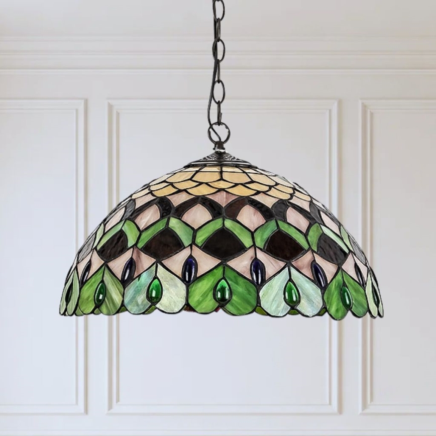 Brilagi - Tiffany stained-glass chain-hung chandelier MARGARET 2xE27/60W/230V