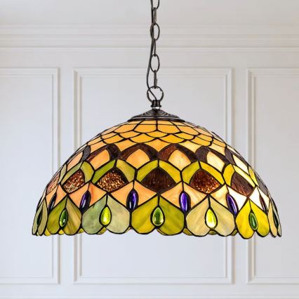 Brilagi - Tiffany stained-glass chain-hung chandelier MARGARET 2xE27/60W/230V