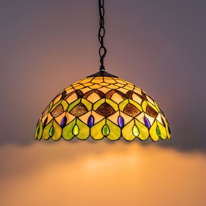 Brilagi - Tiffany stained-glass chain-hung chandelier MARGARET 2xE27/60W/230V