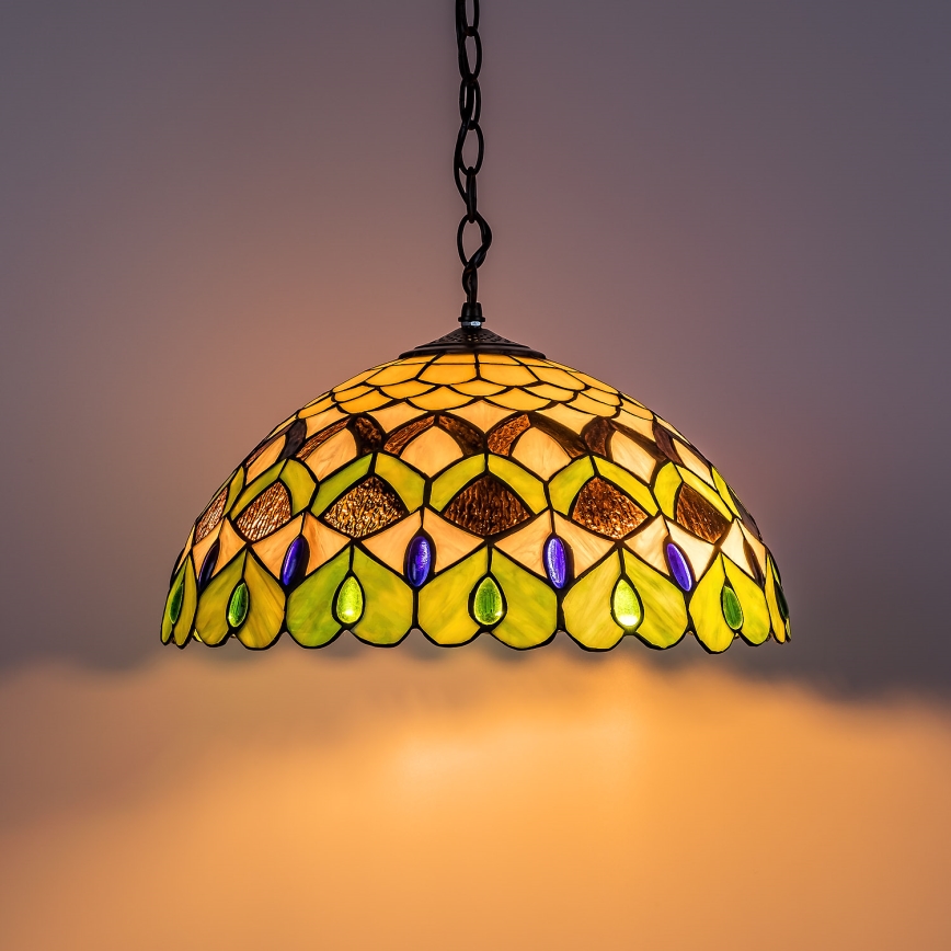 Brilagi - Tiffany stained-glass chain-hung chandelier MARGARET 2xE27/60W/230V