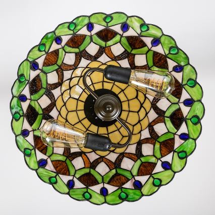 Brilagi - Tiffany stained-glass chain-hung chandelier MARGARET 2xE27/60W/230V