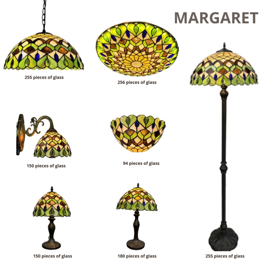 Brilagi - Tiffany stained-glass chain-hung chandelier MARGARET 2xE27/60W/230V