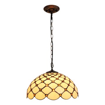 BRILAGI - Tiffany stained-glass chandelier on a chain IVORY SMOOTH 1xE27/60W/230V Ø 40 cm