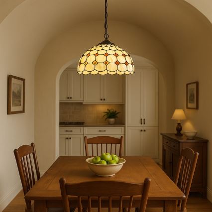 Brilagi - Tiffany stained-glass chandelier on chain DORAN 2xE27/60W/230V