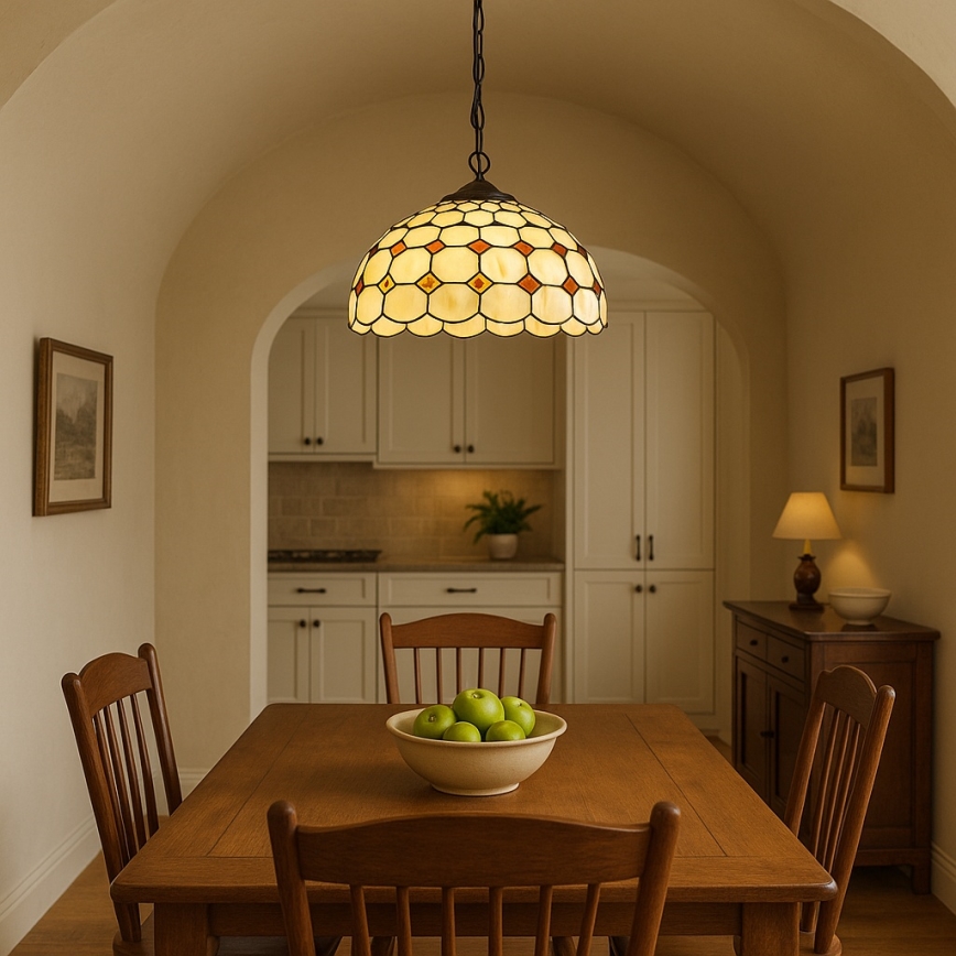 Brilagi - Tiffany stained-glass chandelier on chain DORAN 2xE27/60W/230V