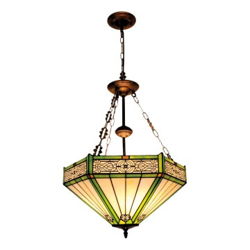 BRILAGI - Tiffany stained-glass chandelier on chain EMERALD 3xE27/60W/230V Ø 50 cm