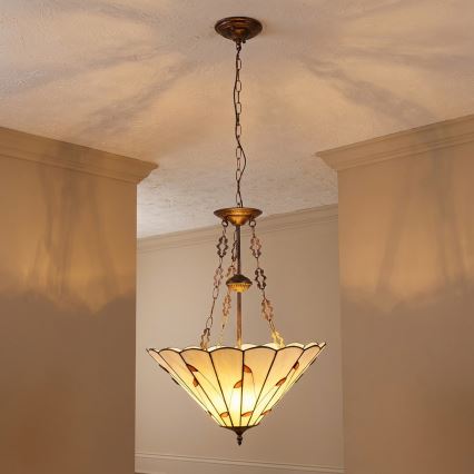 Brilagi - Tiffany stained-glass chandelier on chain FOLIA 3xE27/60W/230V dia. 50 cm