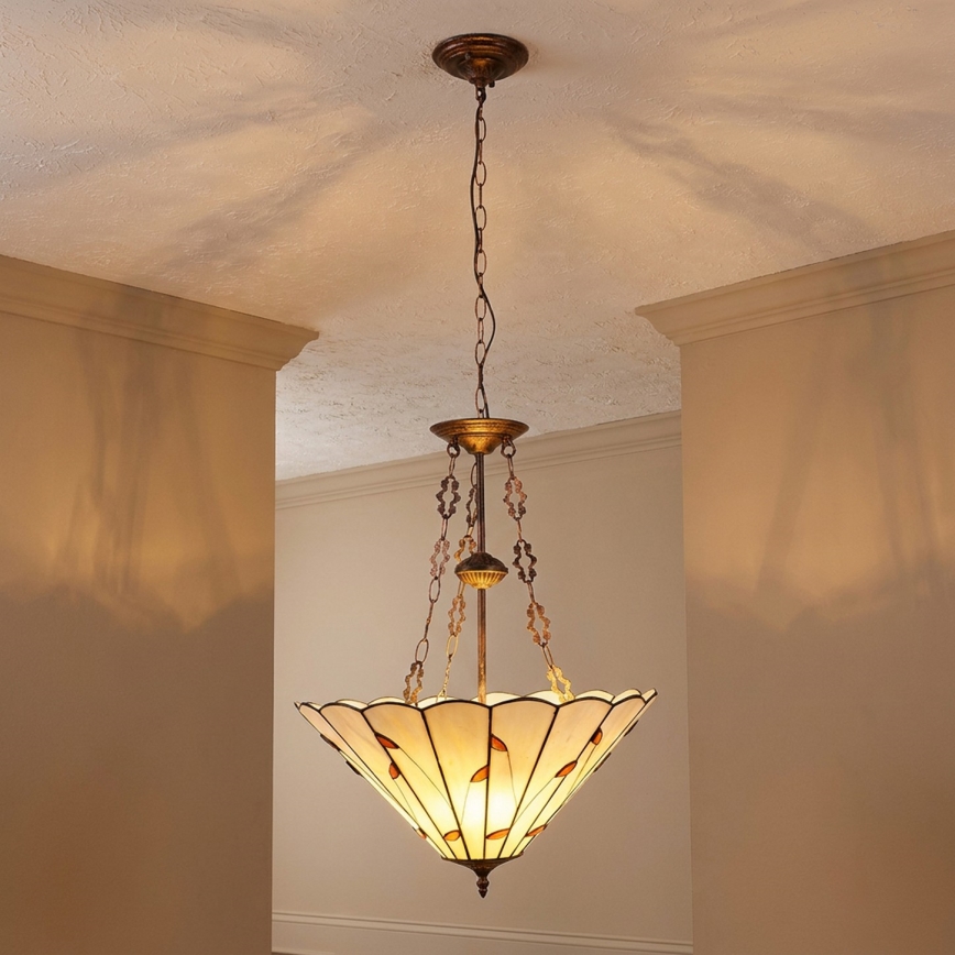 Brilagi - Tiffany stained-glass chandelier on chain FOLIA 3xE27/60W/230V dia. 50 cm