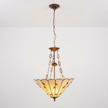 Brilagi - Tiffany stained-glass chandelier on chain FOLIA 3xE27/60W/230V dia. 50 cm