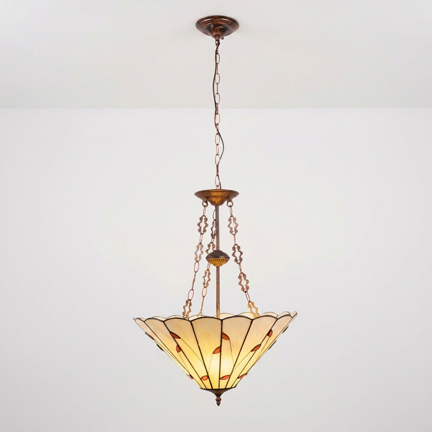 Brilagi - Tiffany stained-glass chandelier on chain FOLIA 3xE27/60W/230V dia. 50 cm