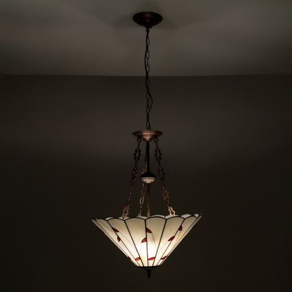 Brilagi - Tiffany stained-glass chandelier on chain FOLIA 3xE27/60W/230V dia. 50 cm
