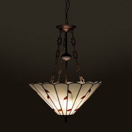 Brilagi - Tiffany stained-glass chandelier on chain FOLIA 3xE27/60W/230V dia. 50 cm