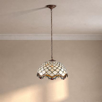 Brilagi - Tiffany stained-glass chandelier on chain IVORY 1xE27/60W/230V Ø 40 cm