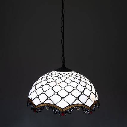 Brilagi - Tiffany stained-glass chandelier on chain IVORY 1xE27/60W/230V Ø 40 cm