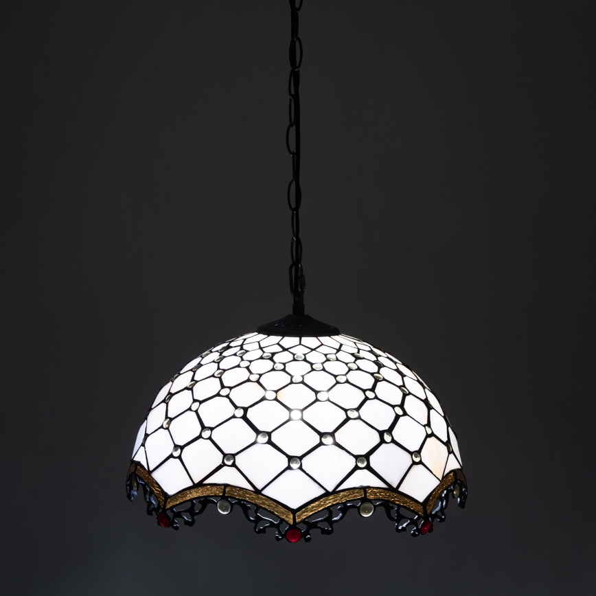 Brilagi - Tiffany stained-glass chandelier on chain IVORY 1xE27/60W/230V Ø 40 cm