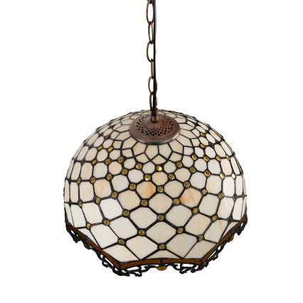 Brilagi - Tiffany stained-glass chandelier on chain IVORY 1xE27/60W/230V Ø 40 cm