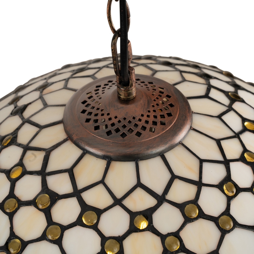 Brilagi - Tiffany stained-glass chandelier on chain IVORY 1xE27/60W/230V Ø 40 cm