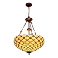 BRILAGI - Tiffany stained glass chandelier on chain IVORY SMOOTH 3xE27/60W/230V dia. 50 cm