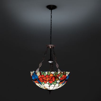 Brilagi - Tiffany stained-glass chandelier on chain JUNGLE 3xE27/60W/230V Ø 50 cm