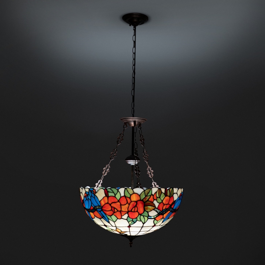 Brilagi - Tiffany stained-glass chandelier on chain JUNGLE 3xE27/60W/230V Ø 50 cm