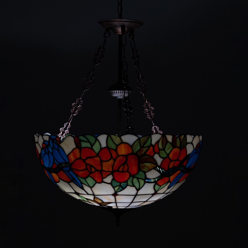 Brilagi - Tiffany stained-glass chandelier on chain JUNGLE 3xE27/60W/230V Ø 50 cm