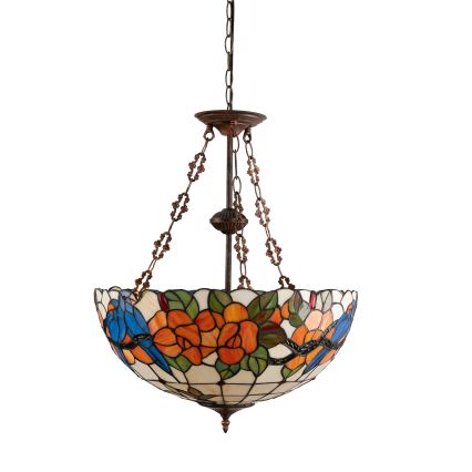 Brilagi - Tiffany stained-glass chandelier on chain JUNGLE 3xE27/60W/230V Ø 50 cm