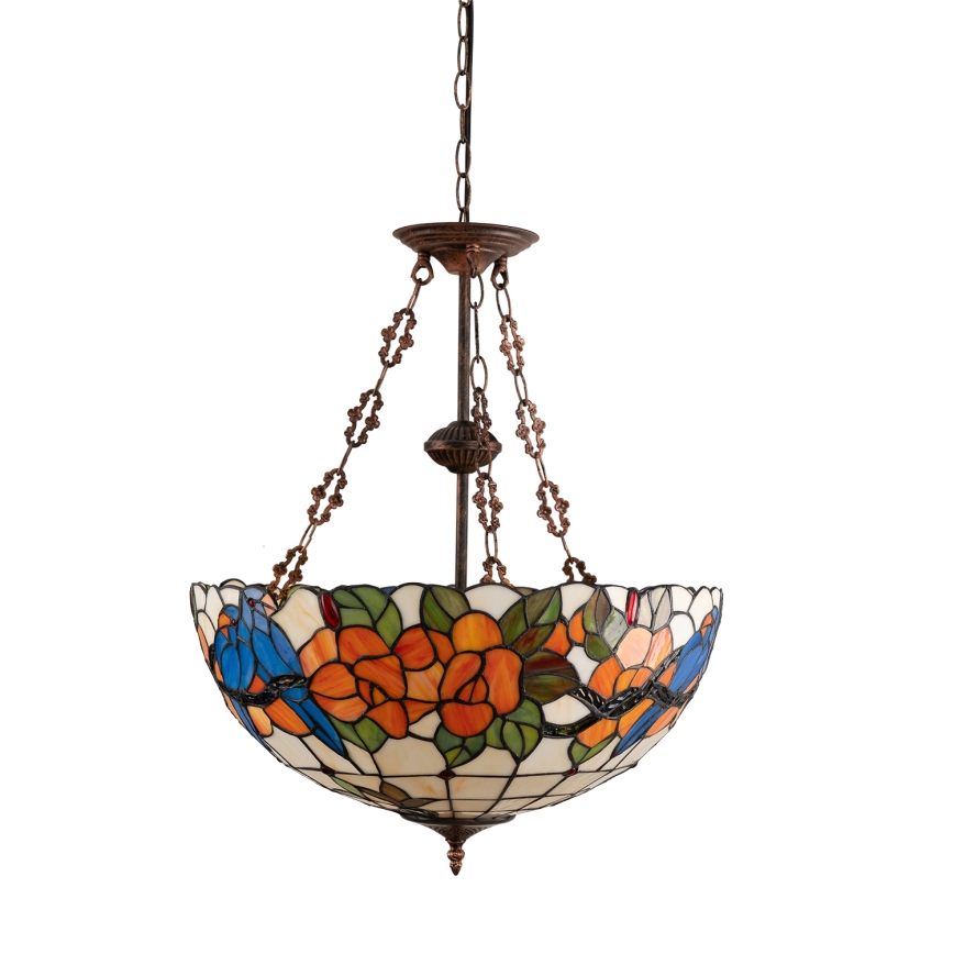 Brilagi - Tiffany stained-glass chandelier on chain JUNGLE 3xE27/60W/230V Ø 50 cm