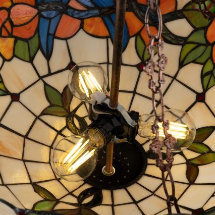 Brilagi - Tiffany stained-glass chandelier on chain JUNGLE 3xE27/60W/230V Ø 50 cm