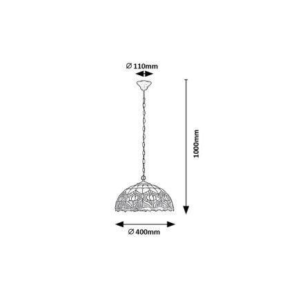Brilagi - Tiffany stained-glass chandelier on chain LORAS 2xE27/60W/230V