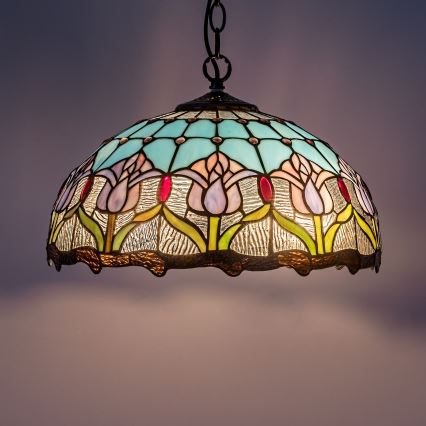 Brilagi - Tiffany stained-glass chandelier on chain LORAS 2xE27/60W/230V