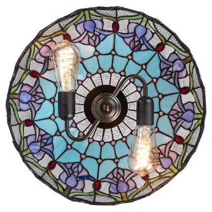 Brilagi - Tiffany stained-glass chandelier on chain LORAS 2xE27/60W/230V