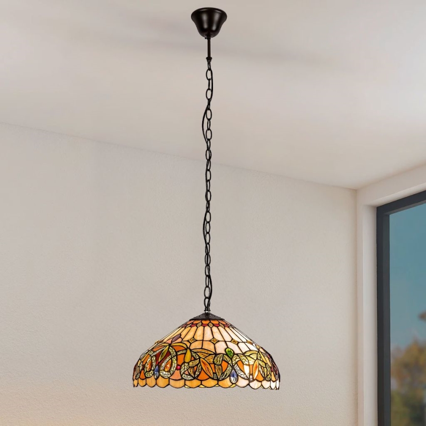 Brilagi - Tiffany stained-glass chandelier on chain LUISA 2xE27/60W/230V