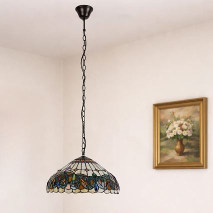 Brilagi - Tiffany stained-glass chandelier on chain LUISA 2xE27/60W/230V