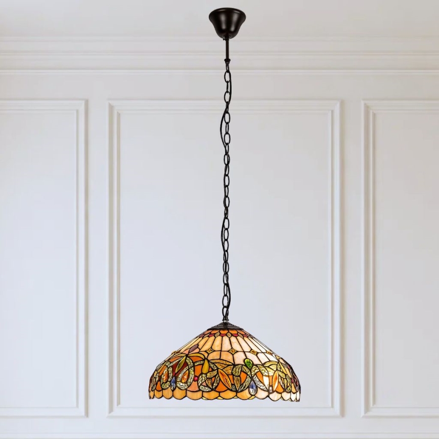 Brilagi - Tiffany stained-glass chandelier on chain LUISA 2xE27/60W/230V
