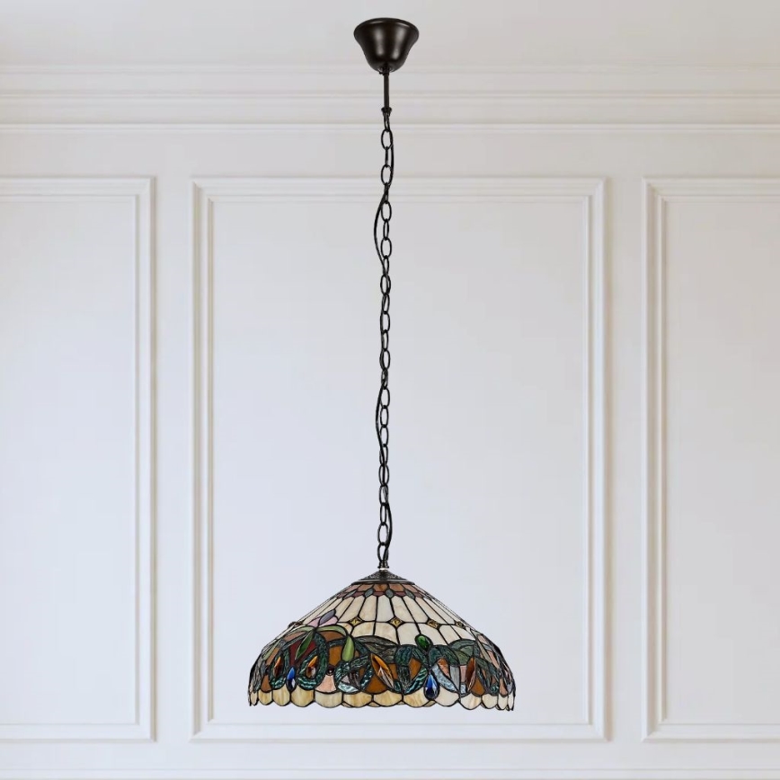 Brilagi - Tiffany stained-glass chandelier on chain LUISA 2xE27/60W/230V
