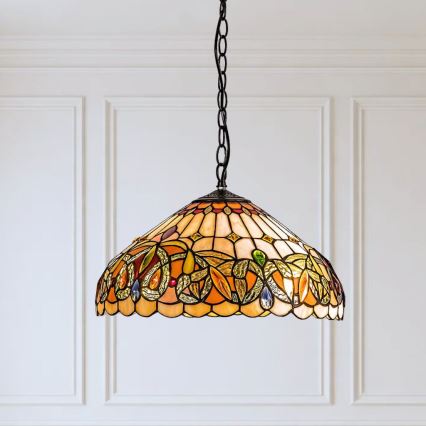 Brilagi - Tiffany stained-glass chandelier on chain LUISA 2xE27/60W/230V
