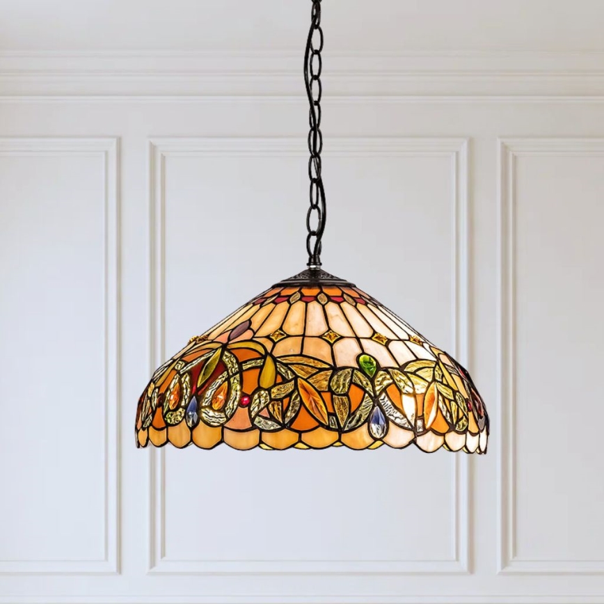 Brilagi - Tiffany stained-glass chandelier on chain LUISA 2xE27/60W/230V