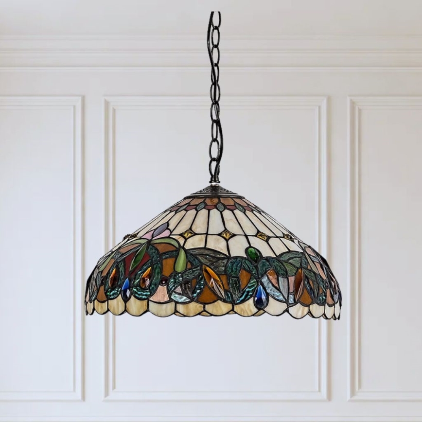 Brilagi - Tiffany stained-glass chandelier on chain LUISA 2xE27/60W/230V