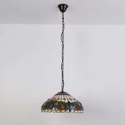 Brilagi - Tiffany stained-glass chandelier on chain LUISA 2xE27/60W/230V