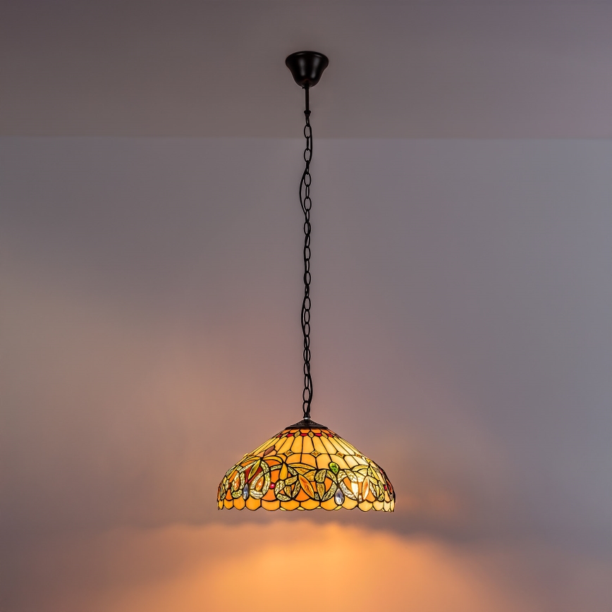 Brilagi - Tiffany stained-glass chandelier on chain LUISA 2xE27/60W/230V
